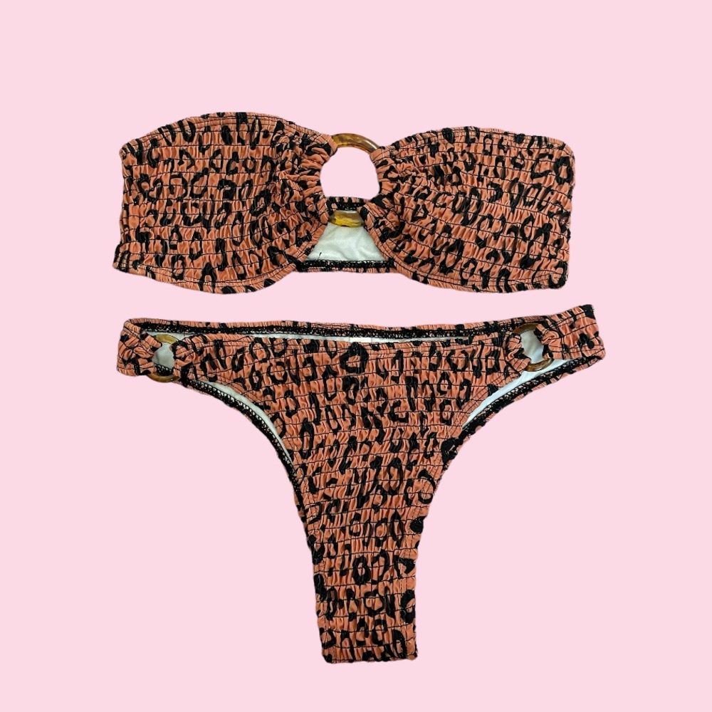 Animal Print Bikini w/ Tortoise Shell Detailing